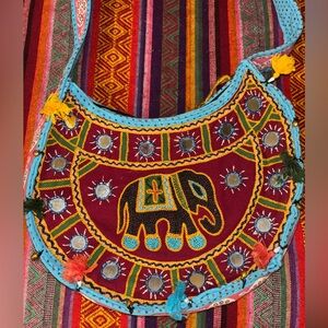 Boho Elephant Embroidered Shoulder Bag